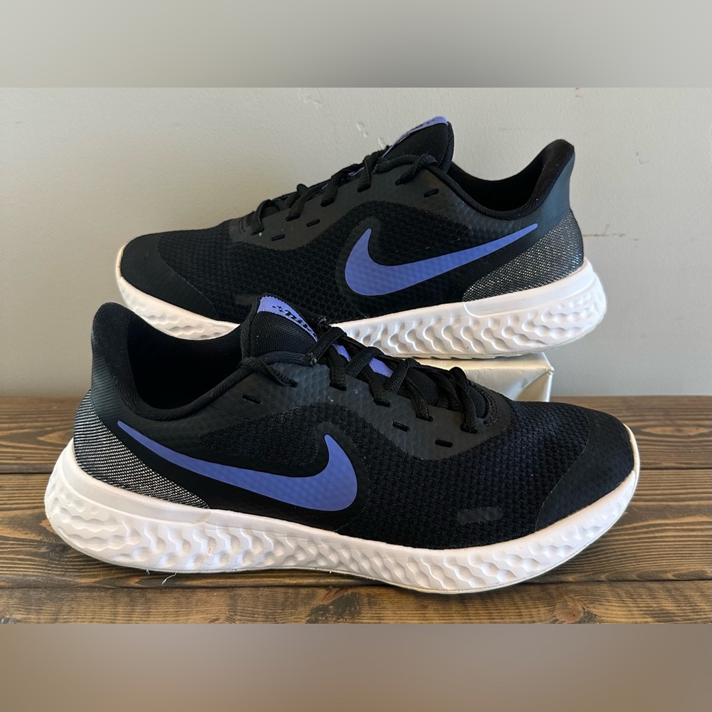 Nike Revolution 5 Glitter 'Black Blue' Shoes CD6840-41 Size 6Y or Women’s 7.5